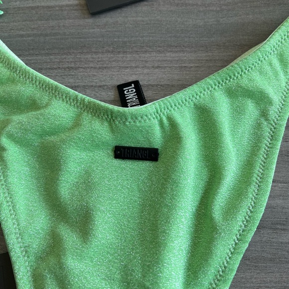 Triangl One Shoulder Bikini- Melrose- Green Sparkle - Picture 4 of 5